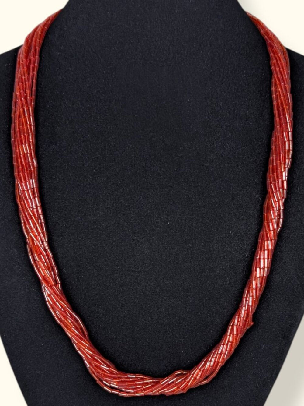 Vintage 12-Strand Red Bead Torsade Necklace - Picture 3 of 6